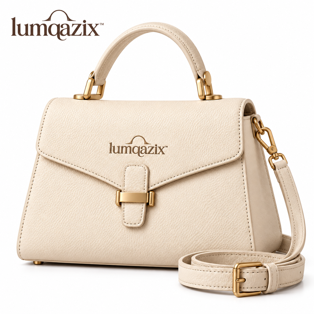 Lumqazix™ Ivory Pebbled Top-Handle Satchel