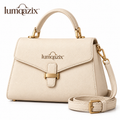 Lumqazix™ Ivory Pebbled Top-Handle Satchel