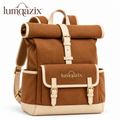 Lumqazix™ Cognac Roll-Top Backpack