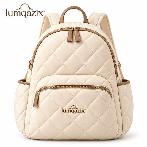 Lumqazix™ Ivory Quilted Backpack
