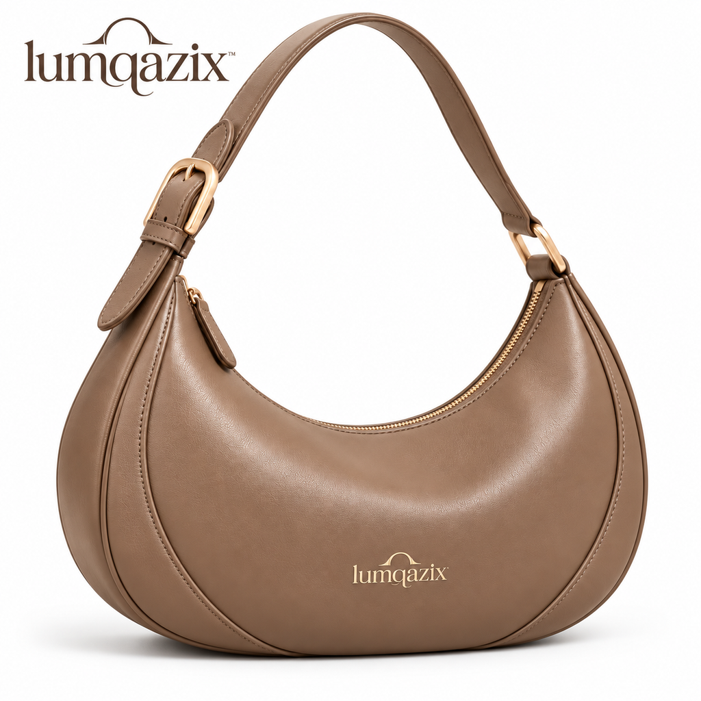 Lumqazix™ Taupe Crescent Shoulder Bag