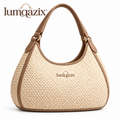 Lumqazix™ Cream Woven Hobo Bag
