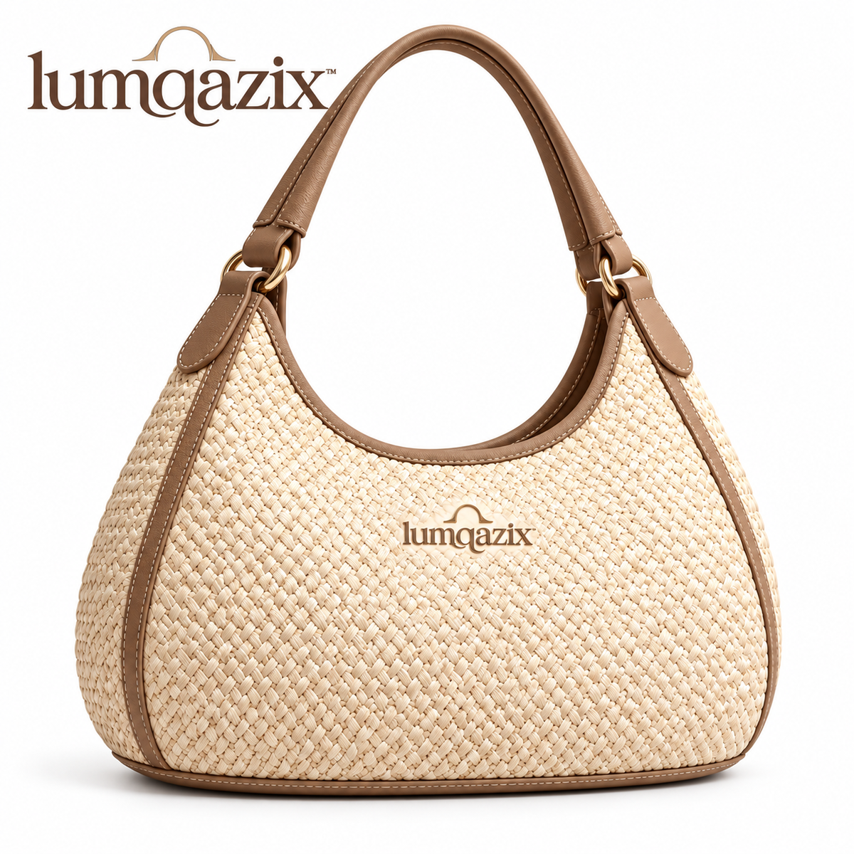 Lumqazix™ Cream Woven Hobo Bag