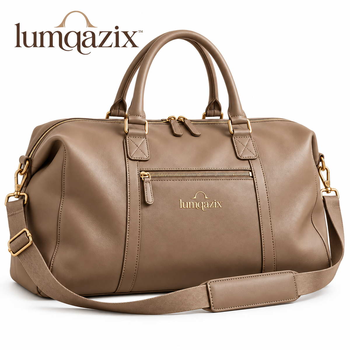 Lumqazix™ Taupe Weekender Duffel