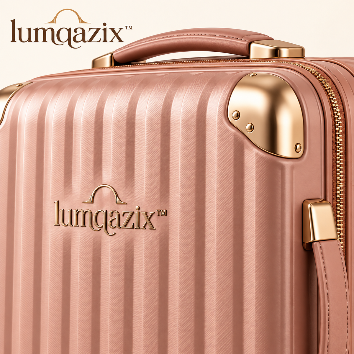 Lumqazix™ Rose Pink Ribbed Spinner Suitcase