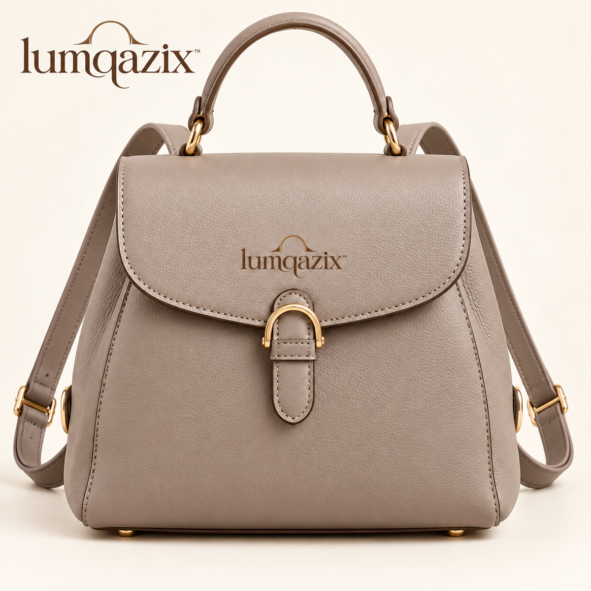 Lumqazix™ Warm Gray Flap Backpack