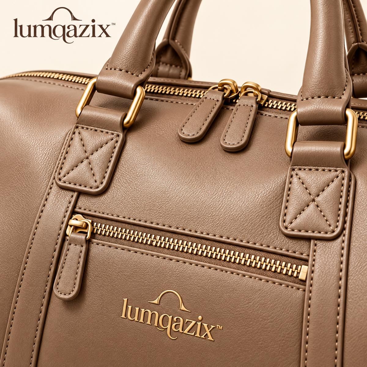 Lumqazix™ Taupe Weekender Duffel