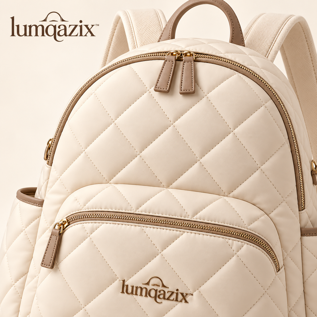 Lumqazix™ Ivory Quilted Backpack