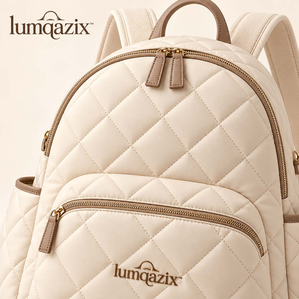 Lumqazix™ Ivory Quilted Backpack