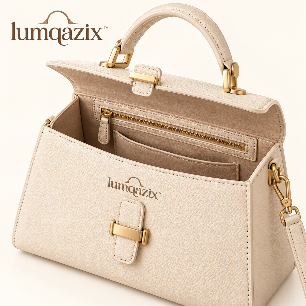Lumqazix™ Ivory Pebbled Top-Handle Satchel