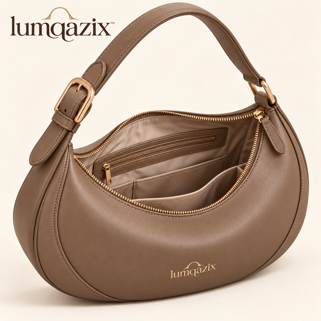 Lumqazix™ Taupe Crescent Shoulder Bag
