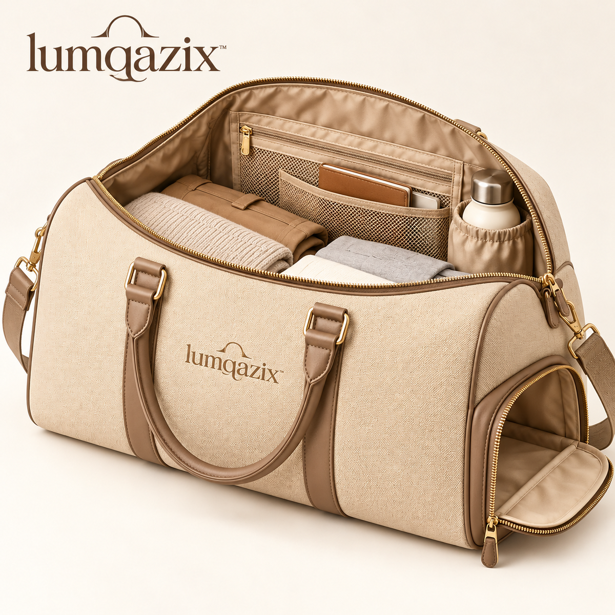 Lumqazix™ Warm Sand Canvas-Look Duffel