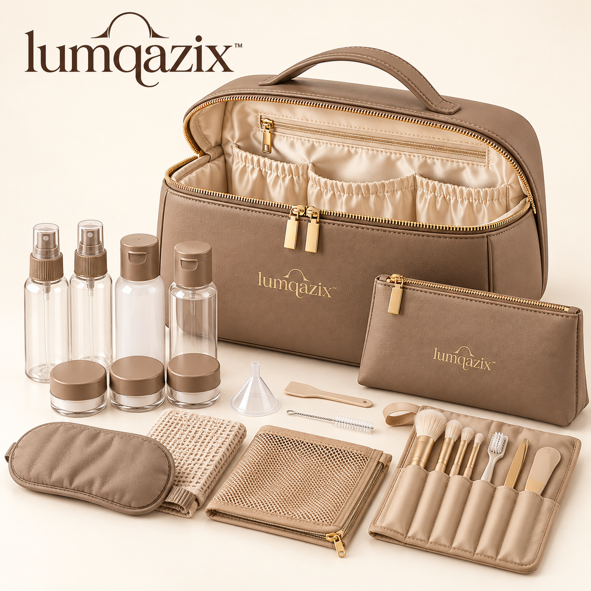 Lumqazix™ Taupe Toiletry Organizer