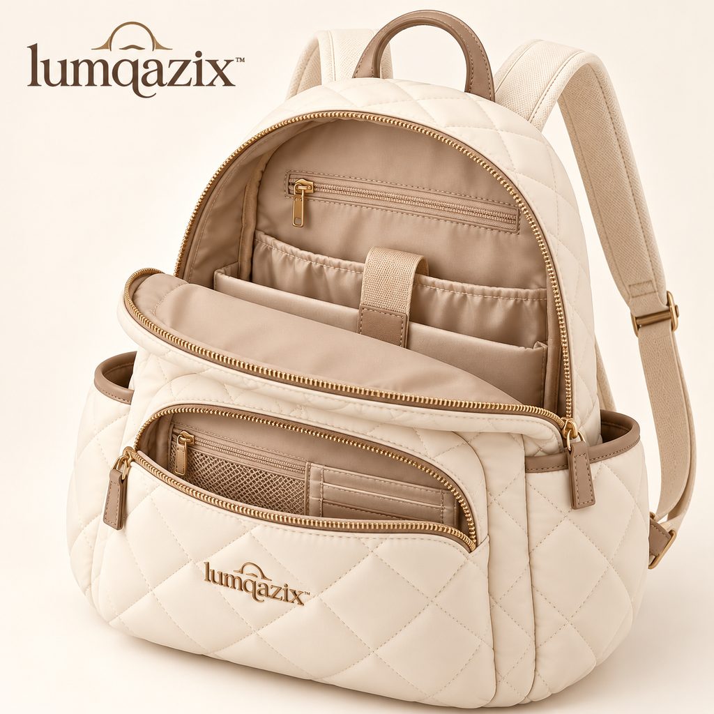 Lumqazix™ Ivory Quilted Backpack