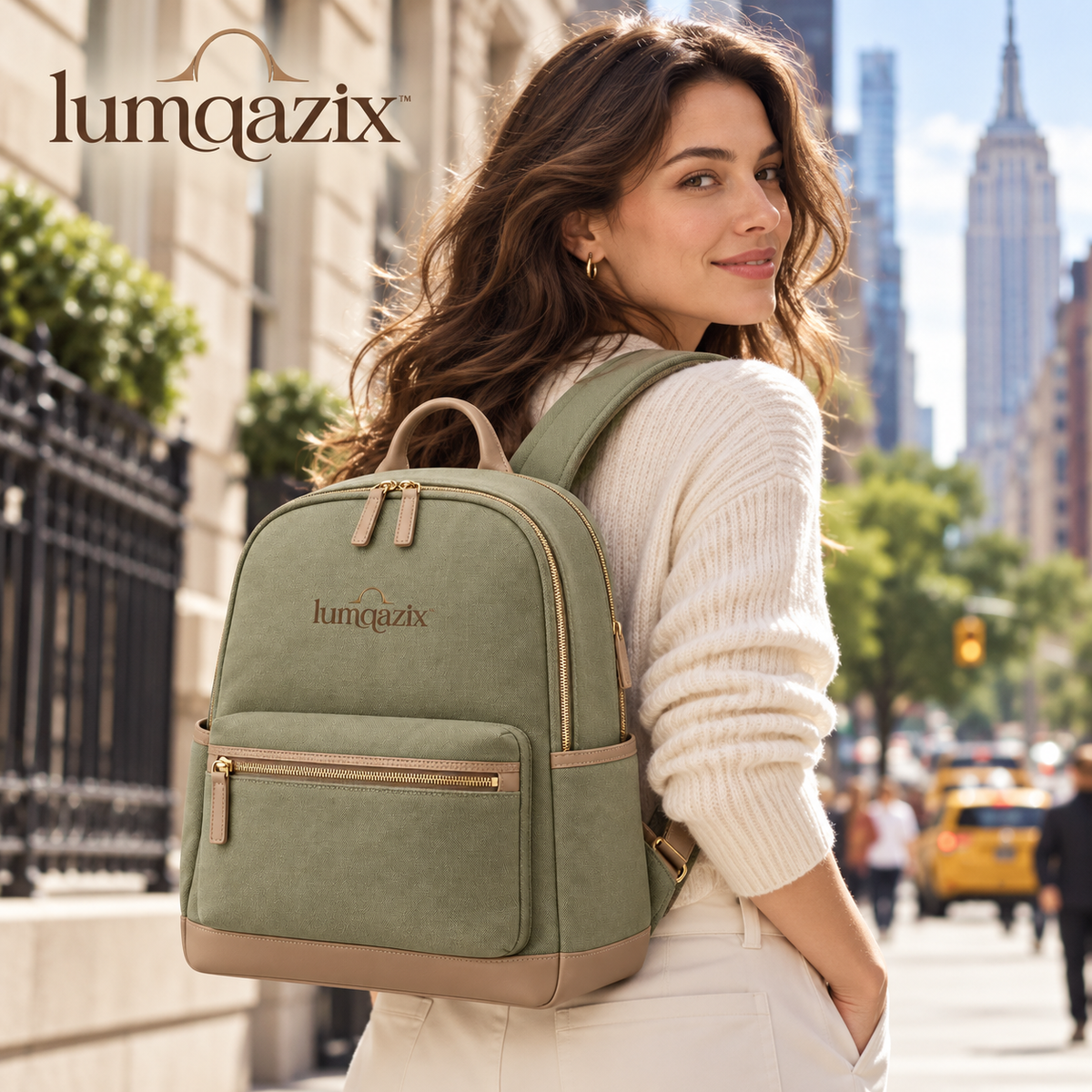 Lumqazix™ Sage Green Commuter Backpack