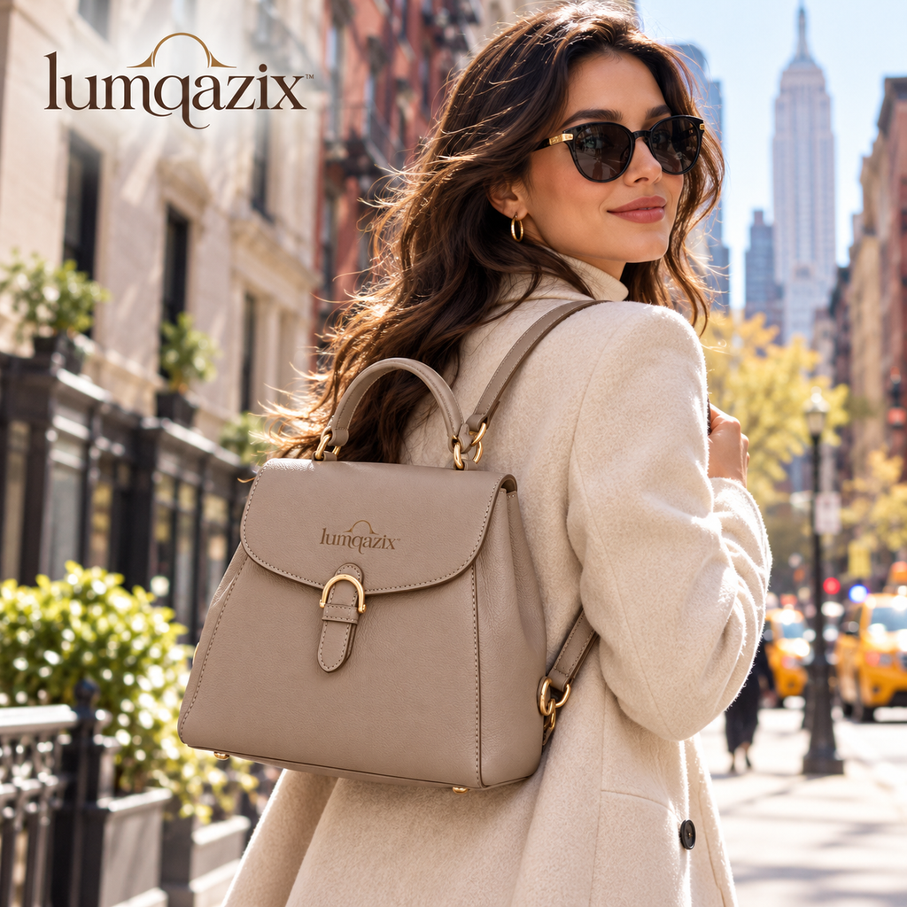 Lumqazix™ Warm Gray Flap Backpack