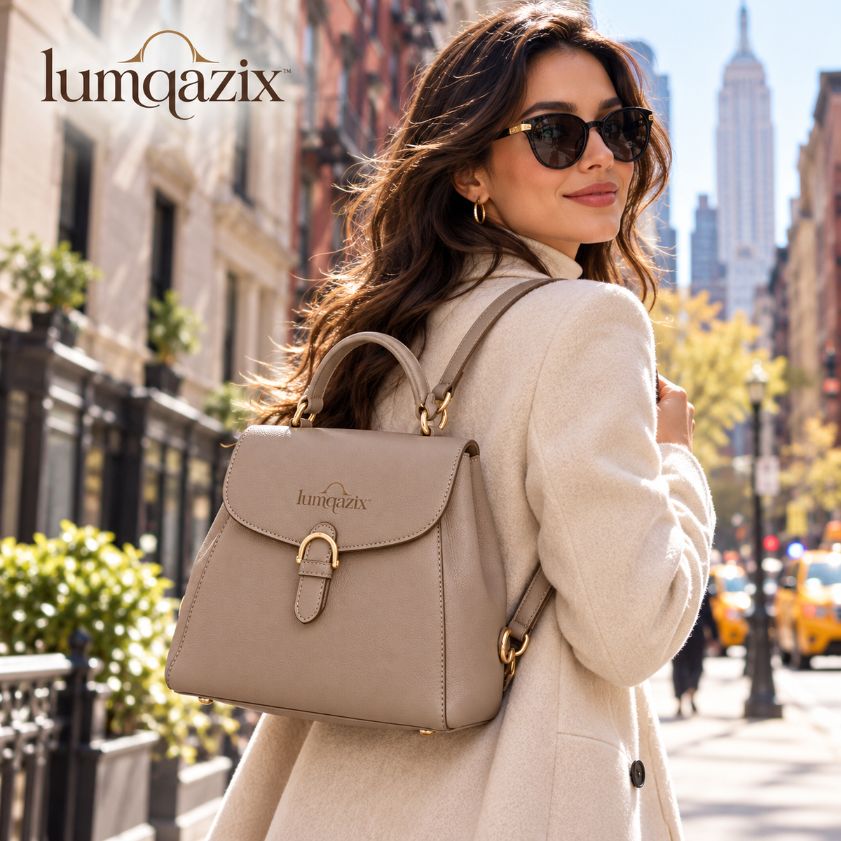 Lumqazix™ Warm Gray Flap Backpack