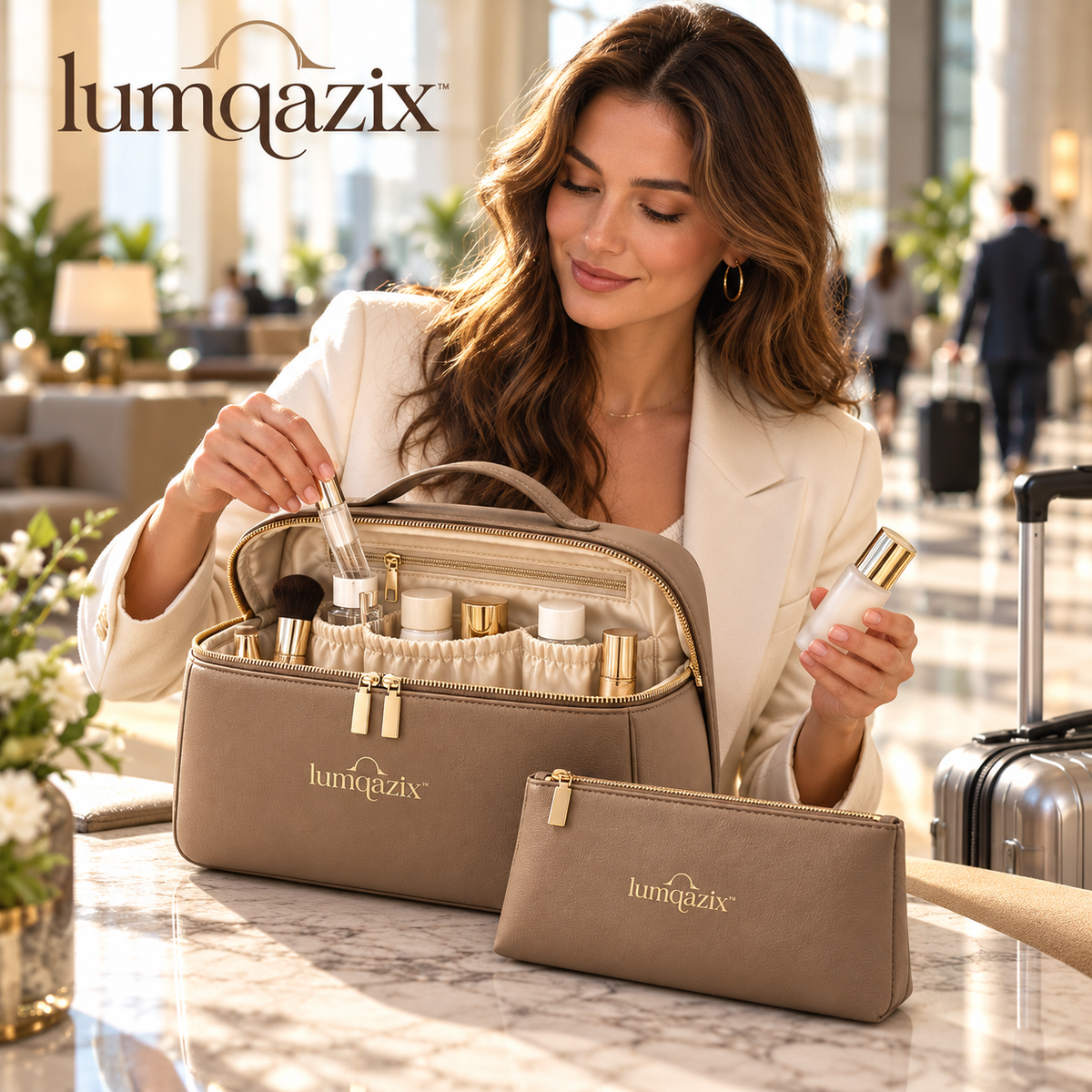 Lumqazix™ Taupe Toiletry Organizer