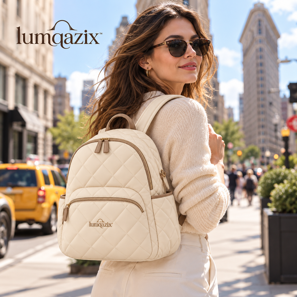 Lumqazix™ Ivory Quilted Backpack